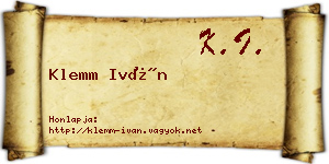 Klemm Iván névjegykártya