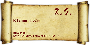 Klemm Iván névjegykártya