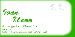 ivan klemm business card