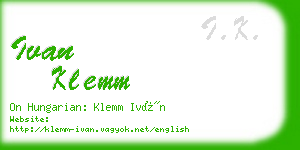 ivan klemm business card